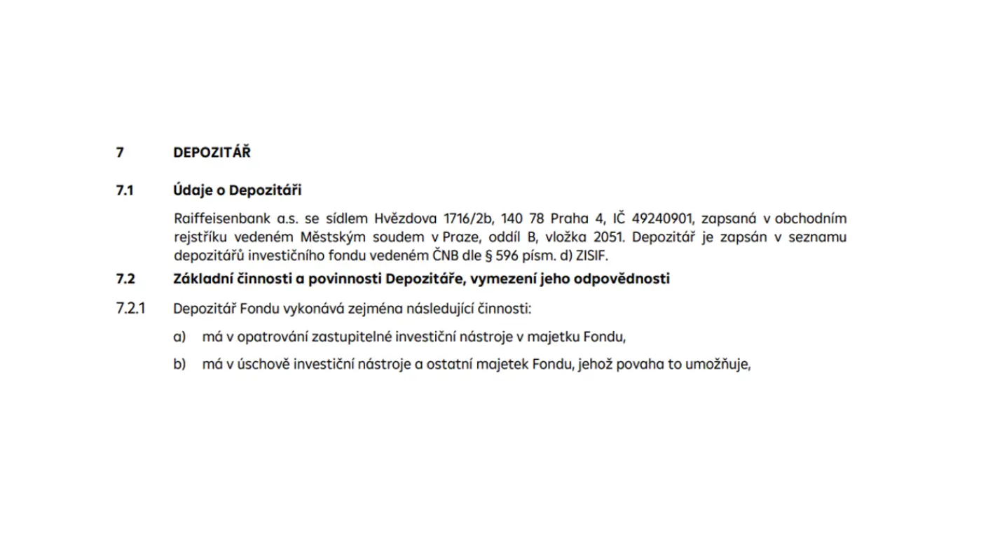 Zdroj: Statut standardního fondu. Raiffeisen strategie balancovaná, otevřený podílový fond